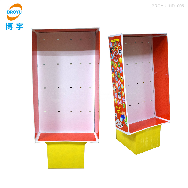 標(biāo)貼文具學(xué)習(xí)用品紙貨架 瓦楞紙板掛鉤展示架 產(chǎn)品促銷展示柜定制